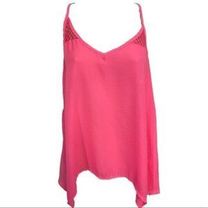 Bloom + Pop Tank Top V-Neckline Pink Sleeveless Asymmetrical Hem NEW Size Medium